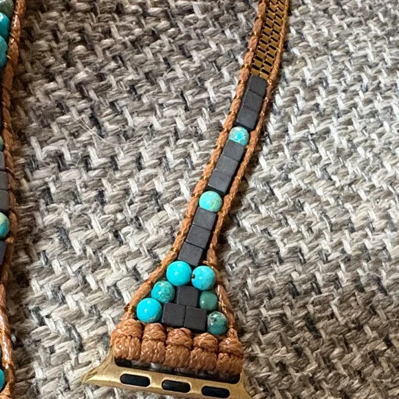 Turquoise Beaded Apple Watch Watch Band - Picture 4 of 7